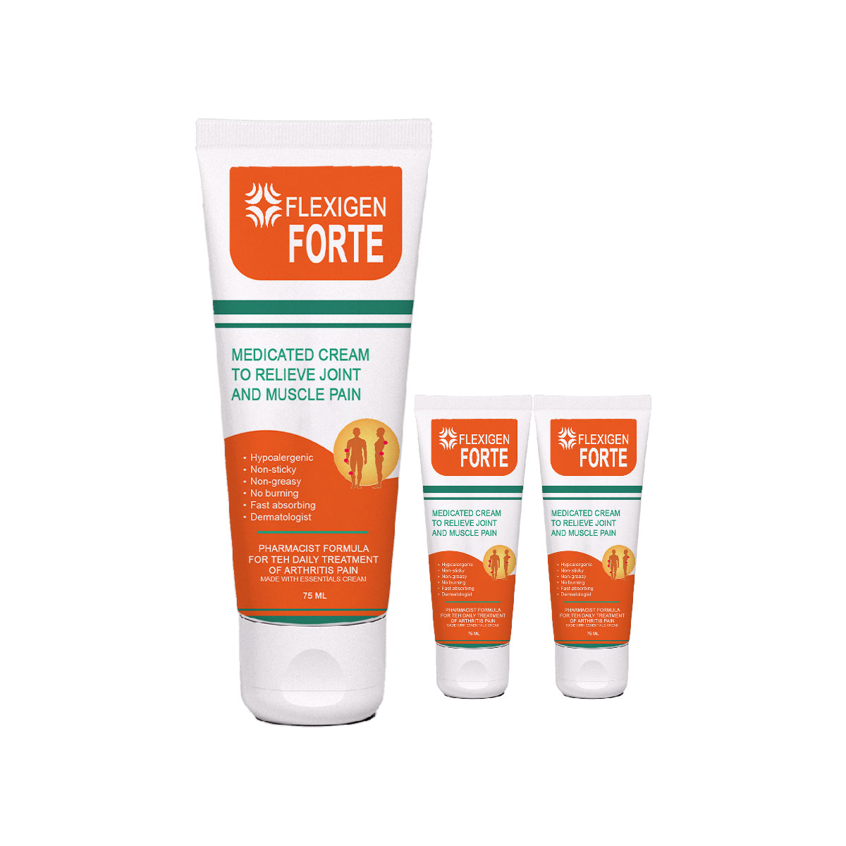 Flexigen Forte PainCream 3 Adet Karakafes Kökü Zencefil At Kestanesi ve Kapsaisinli Vücut MasajKremi 75ml Tüp