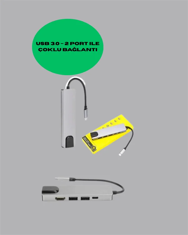 4K HDMI Çıkışlı, Gigabit Ethernet'li USB‑C Çoklu Port Hub