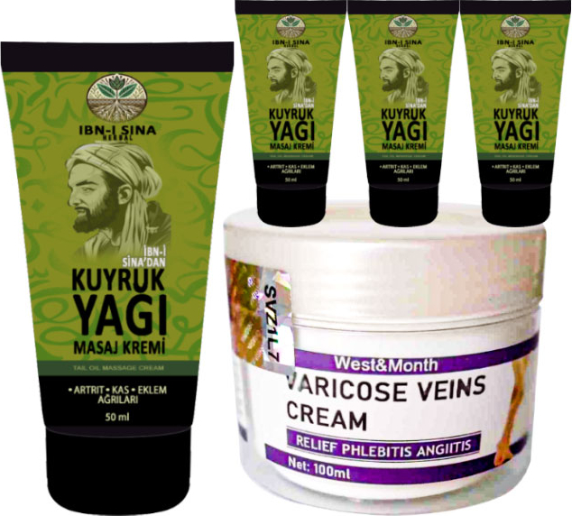 İbn-i Sina Kuyruk Yağı Dindirici Krem Kas Sırt Bel El Ayak Kullanım 50 ml + 1 Adet Varıcose Veins Cream West Mont Varıslere Krem