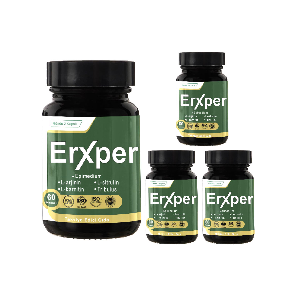 ERXPER 60 KAPSÜL 4 ADET –L-KARNİTİN,L-ARJİNİN, EPİMEDİYUM& TRİBULUSİÇERİKLİ ERKEKÜREME SAĞLIĞI& SPERMKALİTE TAKVİYESİ