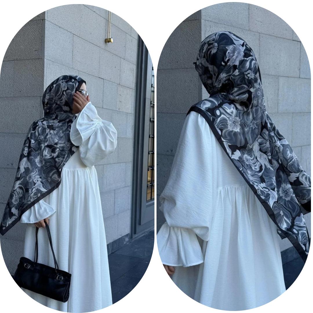 PAMUKLU SOFT ROZA DESEN ŞAL-SİYAH