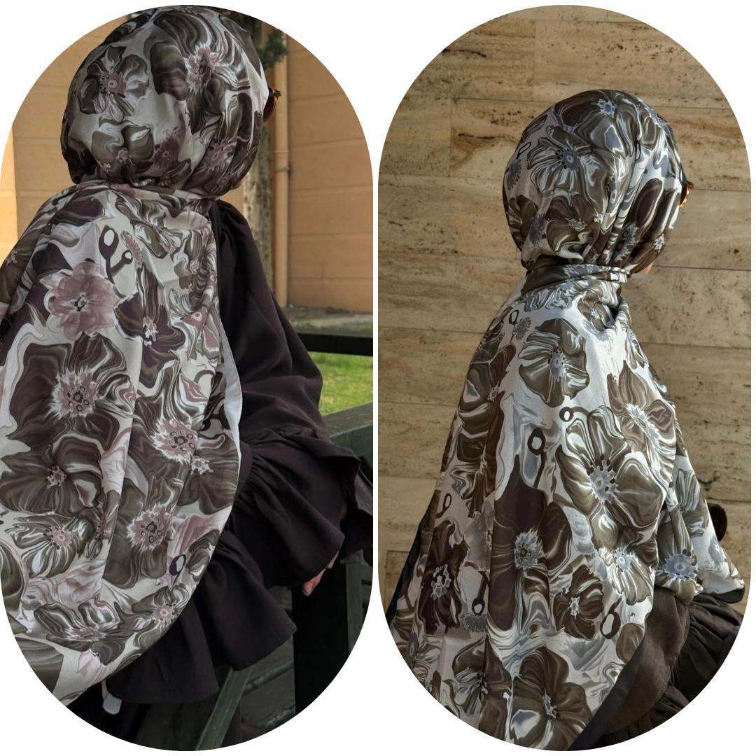 PAMUKLU SOFT ROZA DESEN ŞAL-SİYAH\KÜF YEŞİL