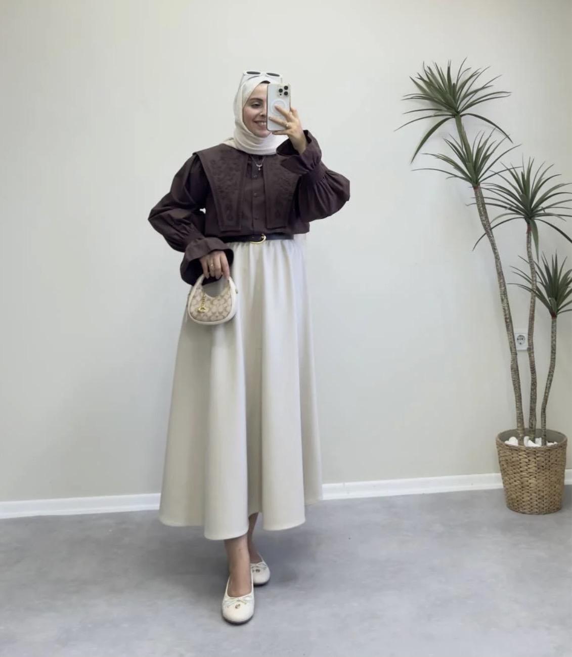 Puf Kloş Etek ~ Bej