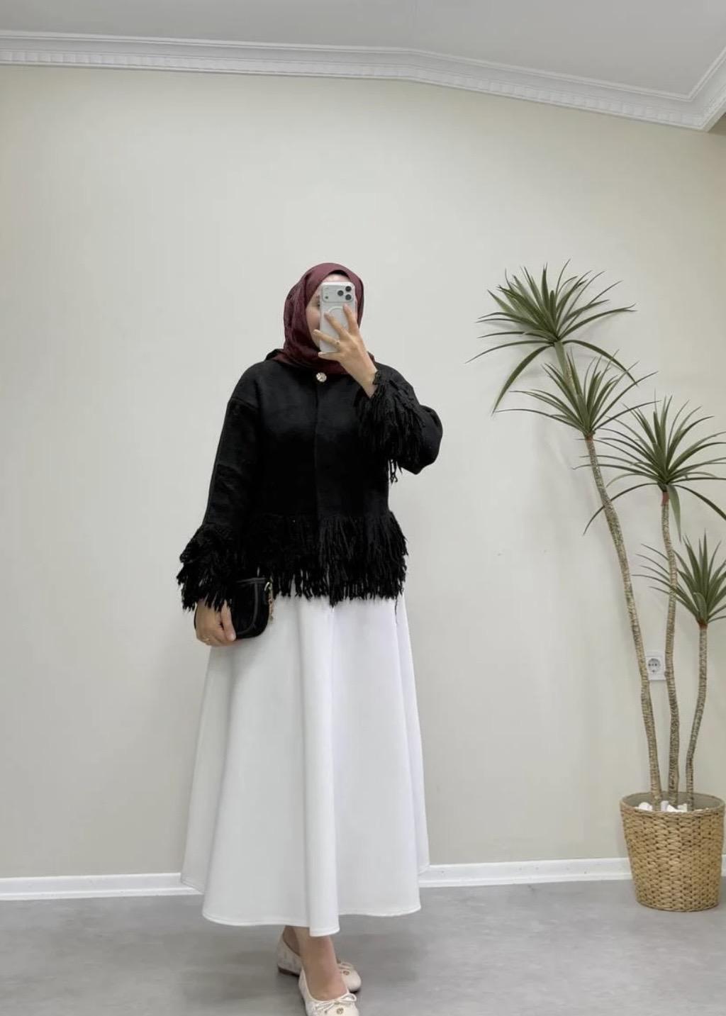 Saçaklı Hırka - Siyah