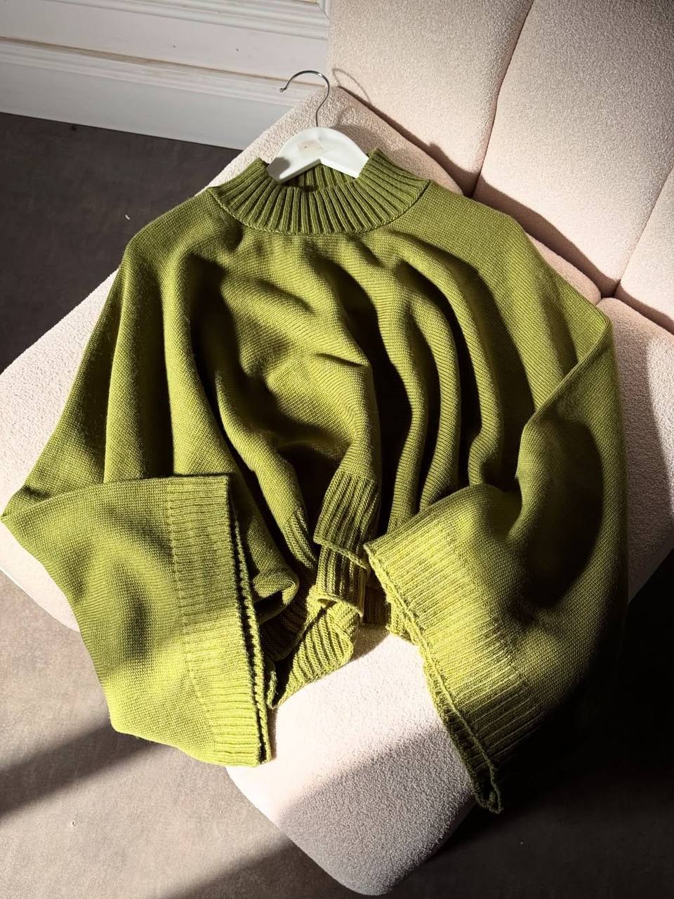 Fıstık Yeşil Yarasa Kol Kazak- Standart