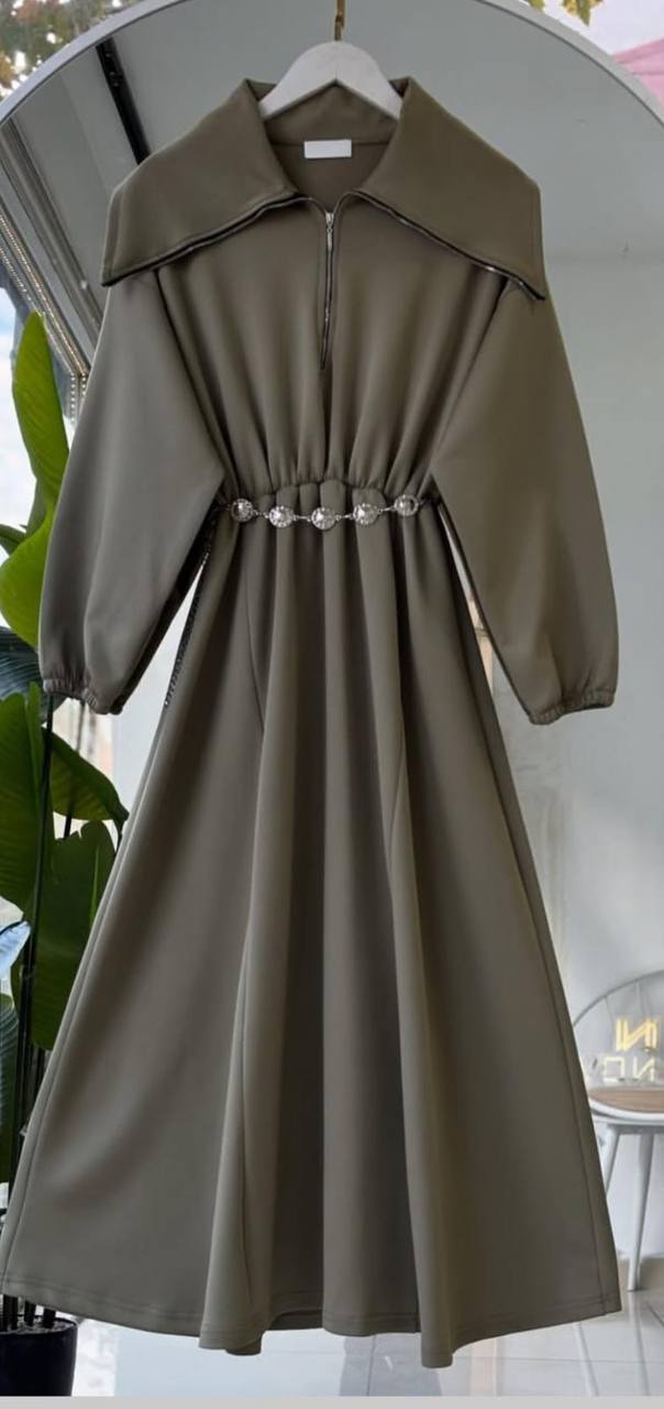 Scuba Kumaş Elbise(Zincir kemer hediyeli)