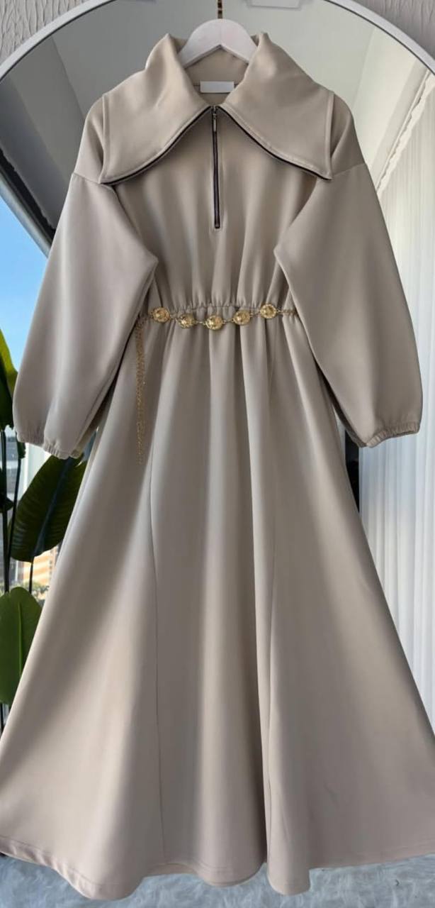 Scuba Kumaş Elbise(Zincir kemer hediyeli )