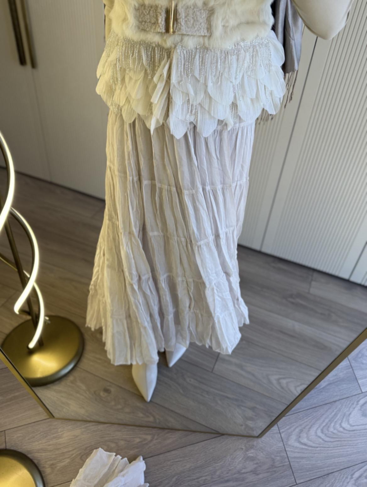 İthal Janjan Etek - Krem