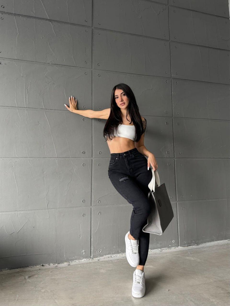 Kadın Kot Pantolon Mom Pençli