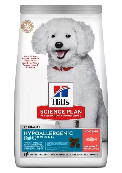 Hill's Science Plan Hypoallergenic Somonlu Mini Irk Tahılsız Yetişkin Köpek Maması 1.5 kg