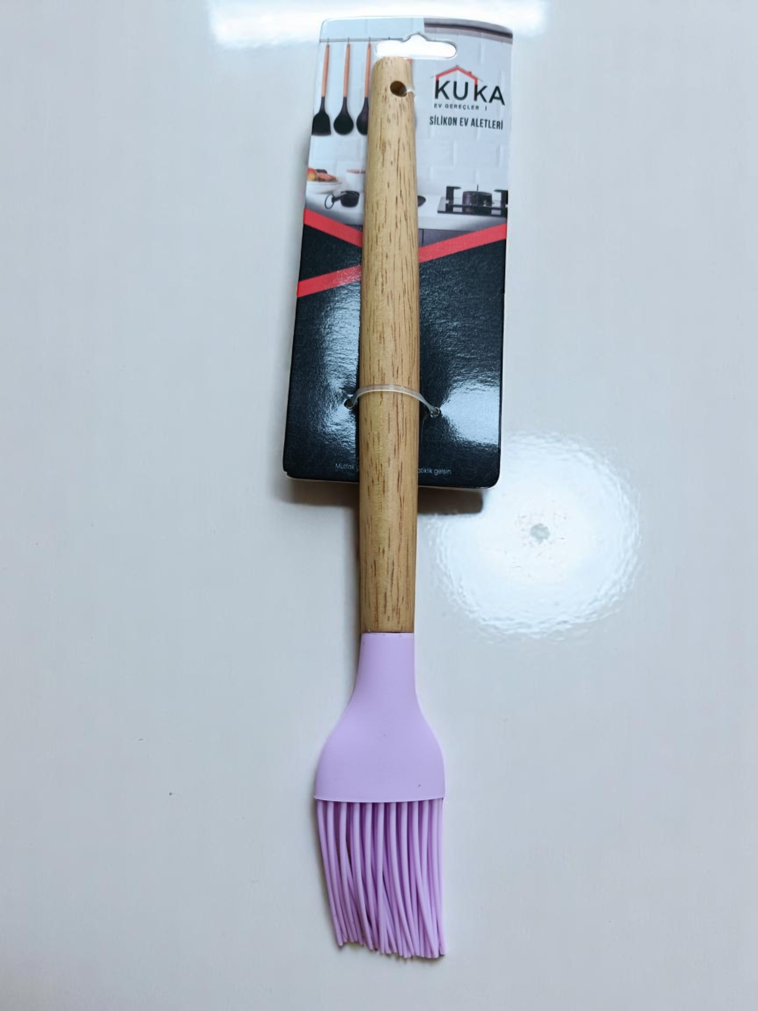 Kuka Bambu Saplı Yumurta Fırçası Mor Renk 27 cm