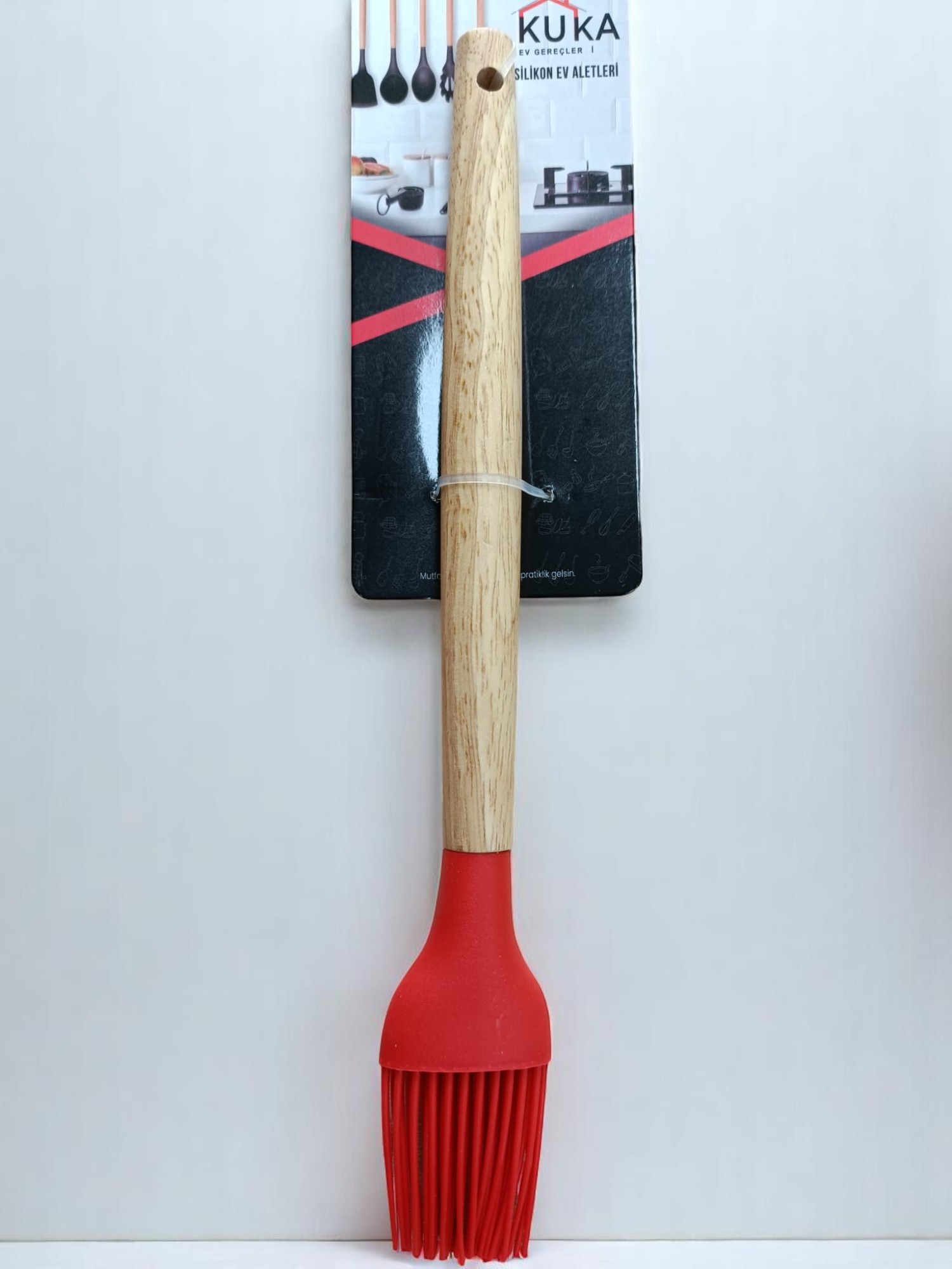 Kuka Bambu Saplı Yumurta Fırçası Kırmızı Renk 27 cm