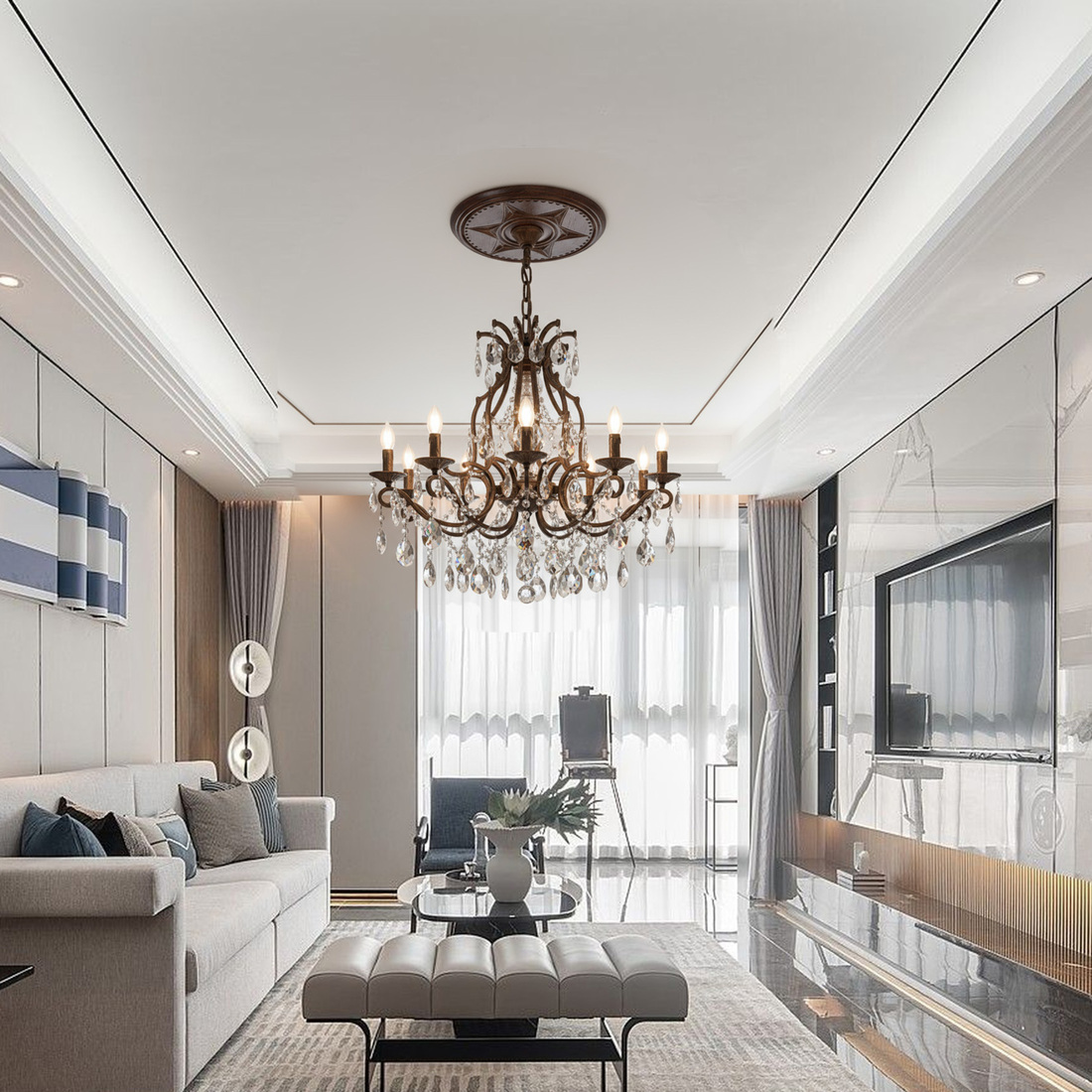 El yapımı ahşap tavan madalyonu, Masif Ahşap Oymalı el yapımı tavan göbeği