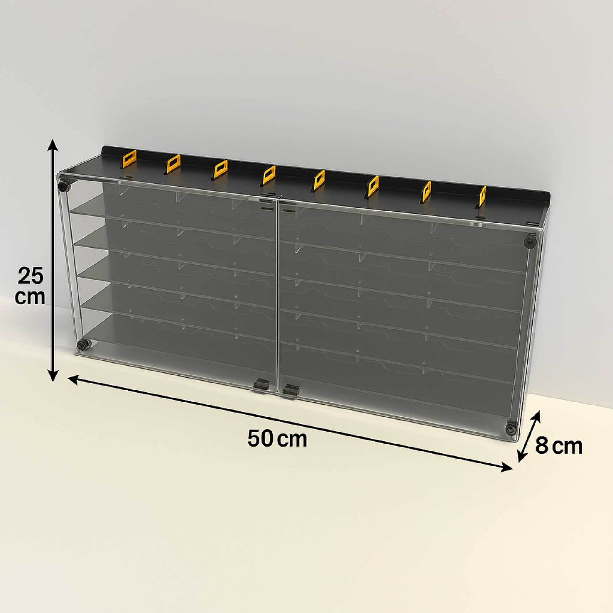 Pleksi Kapak 48 Araçlık 1/64 Hotwheels, Matchbox Uyumlu Hobi Oyuncak Araba Rafı Koleksiyon Model Araba Garajı