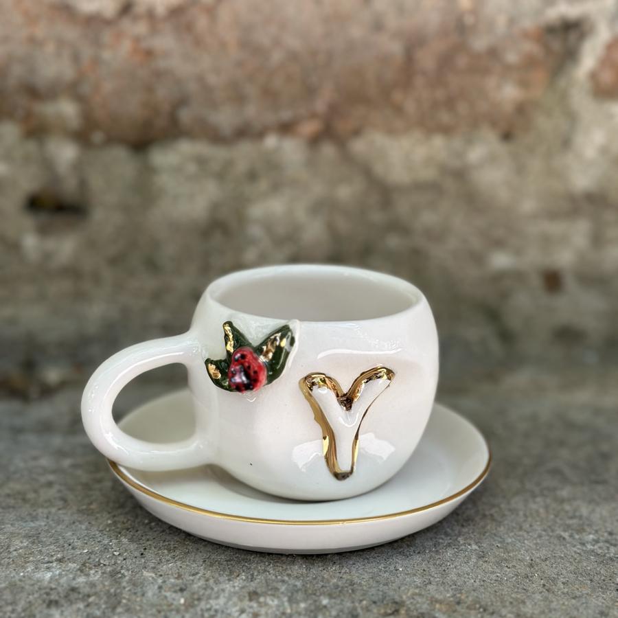 Seramik harfli Türk kahvesi fincan