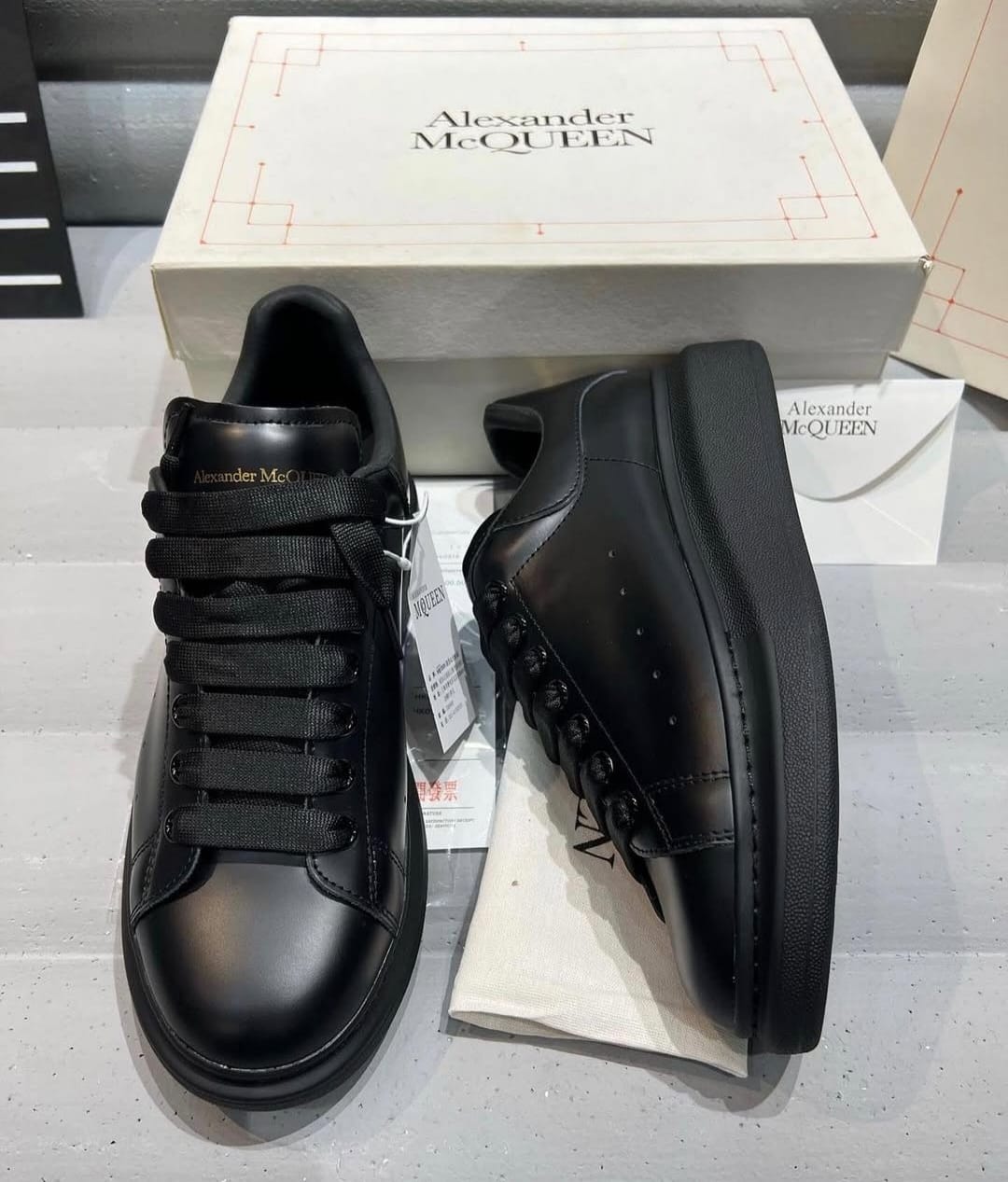 Sneaker Unisex Siyah Alexander Mcqueen Kalın Taban Günlük Spor Yürüyüş Ayakkabı