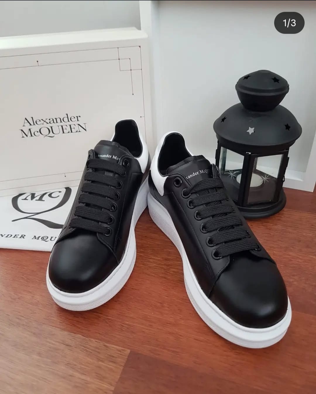 Sneaker Unisex Siyah Beyaz Alexander Mcqueen Kalın Taban Günlük Spor Yürüyüş Ayakkabı