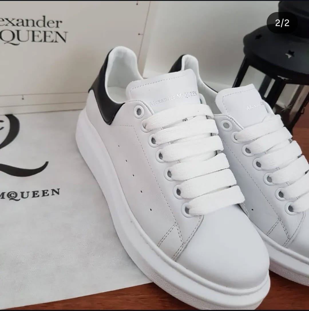 Sneaker Unisex Beyaz Siyah Alexander Mcqueen Kalın Taban Günlük Spor Yürüyüş Ayakkabı
