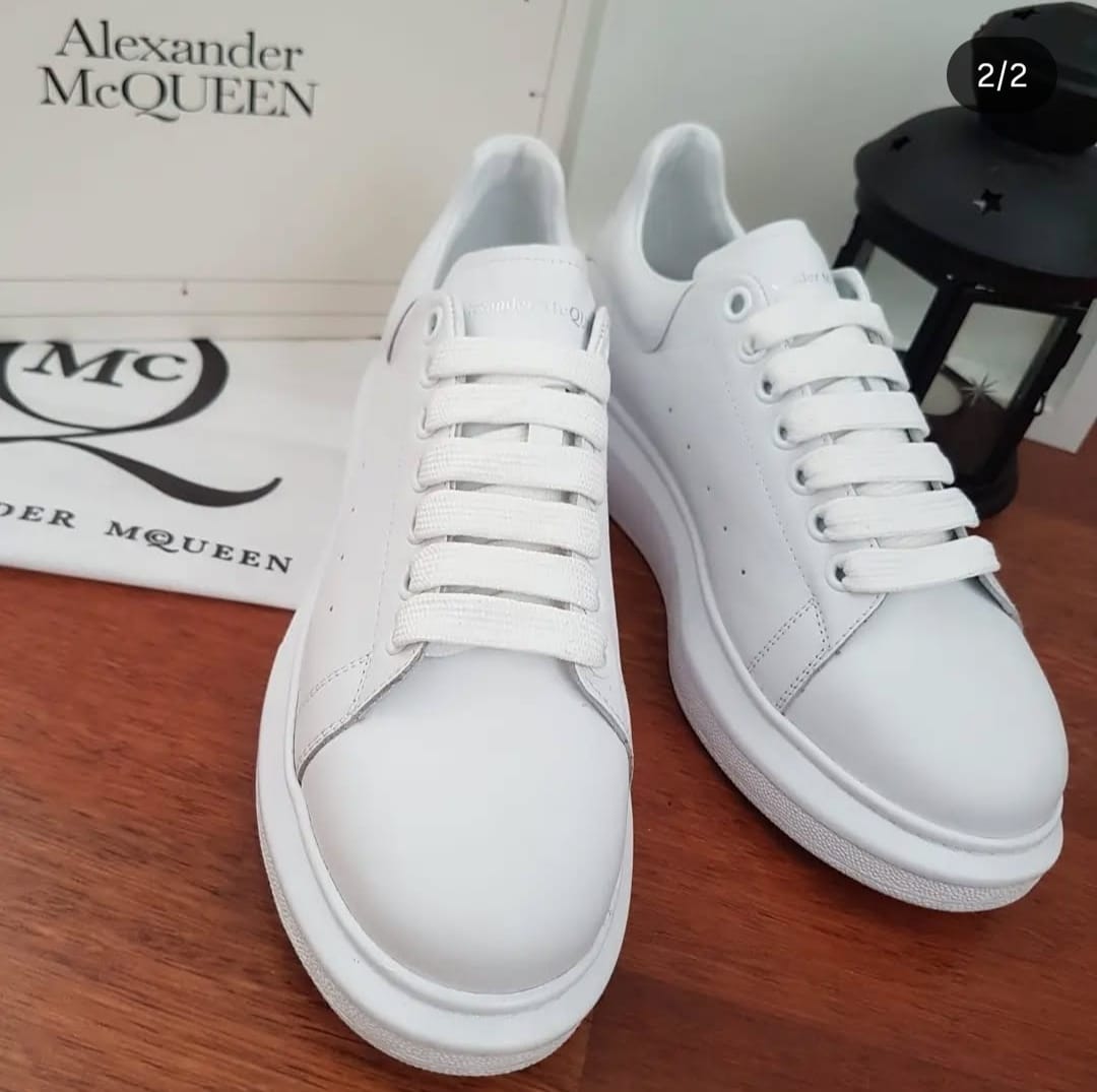 Sneaker Unisex Beyaz Beyaz Alexander Mcqueen Kalın Taban Günlük Spor Yürüyüş Ayakkabı