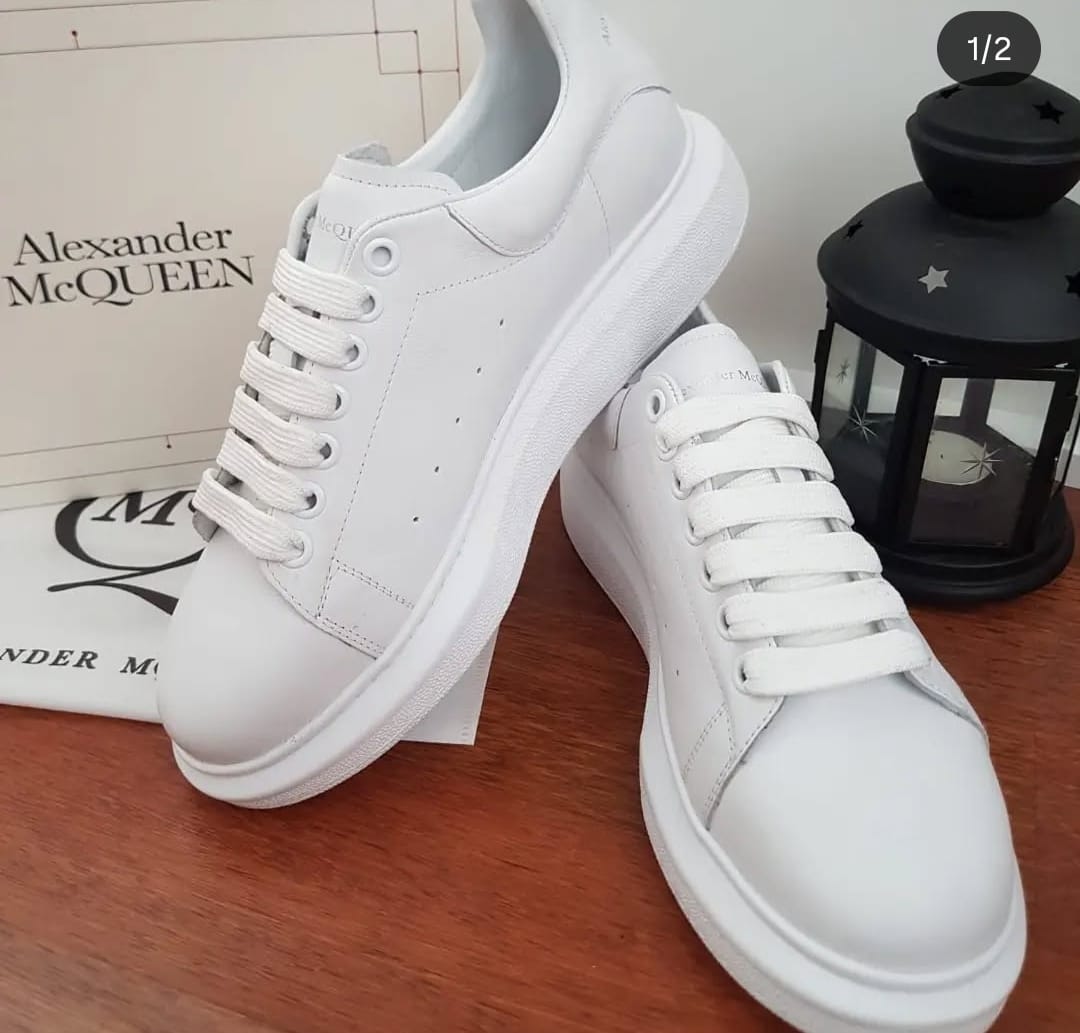 Sneaker Unisex Beyaz Beyaz Alexander Mcqueen Kalın Taban Günlük Spor Yürüyüş Ayakkabı
