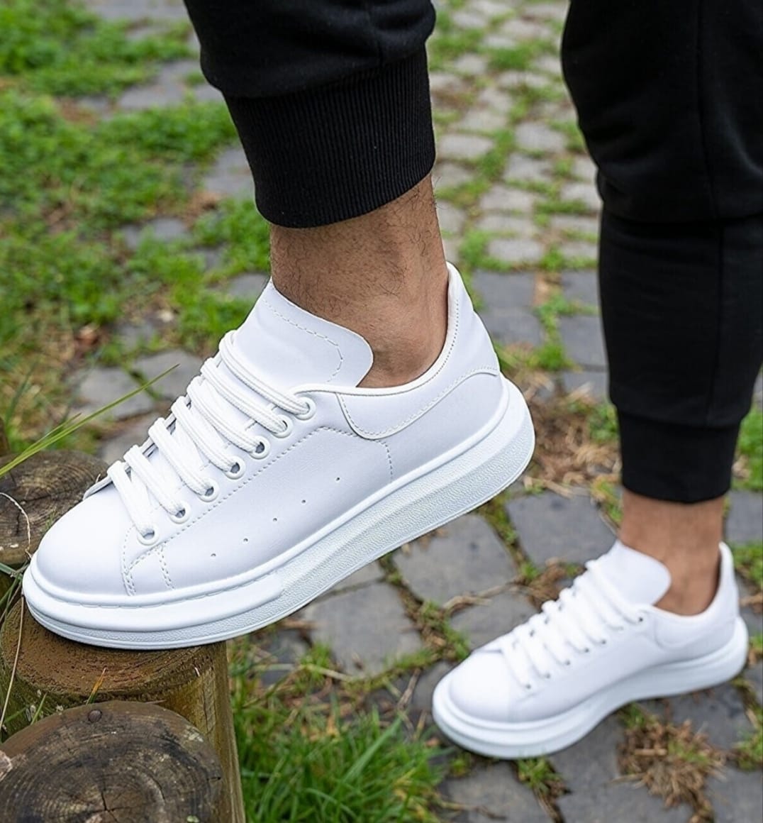 Sneaker Unisex Beyaz Beyaz Alexander Mcqueen Kalın Taban Günlük Spor Yürüyüş Ayakkabı