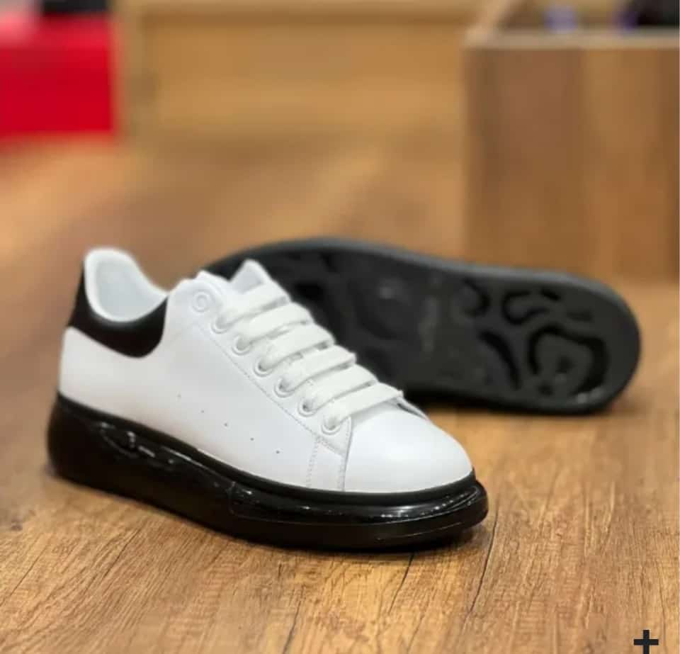 Sneaker Unisex Alexander Mcqueen Kalın Taban Günlük Spor Yürüyüş Ayakkabı Şeffaf Taban Beyaz Siyah