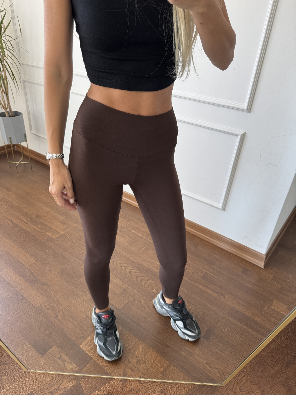 Kahverengi Yumuşak Dokulu Tayt