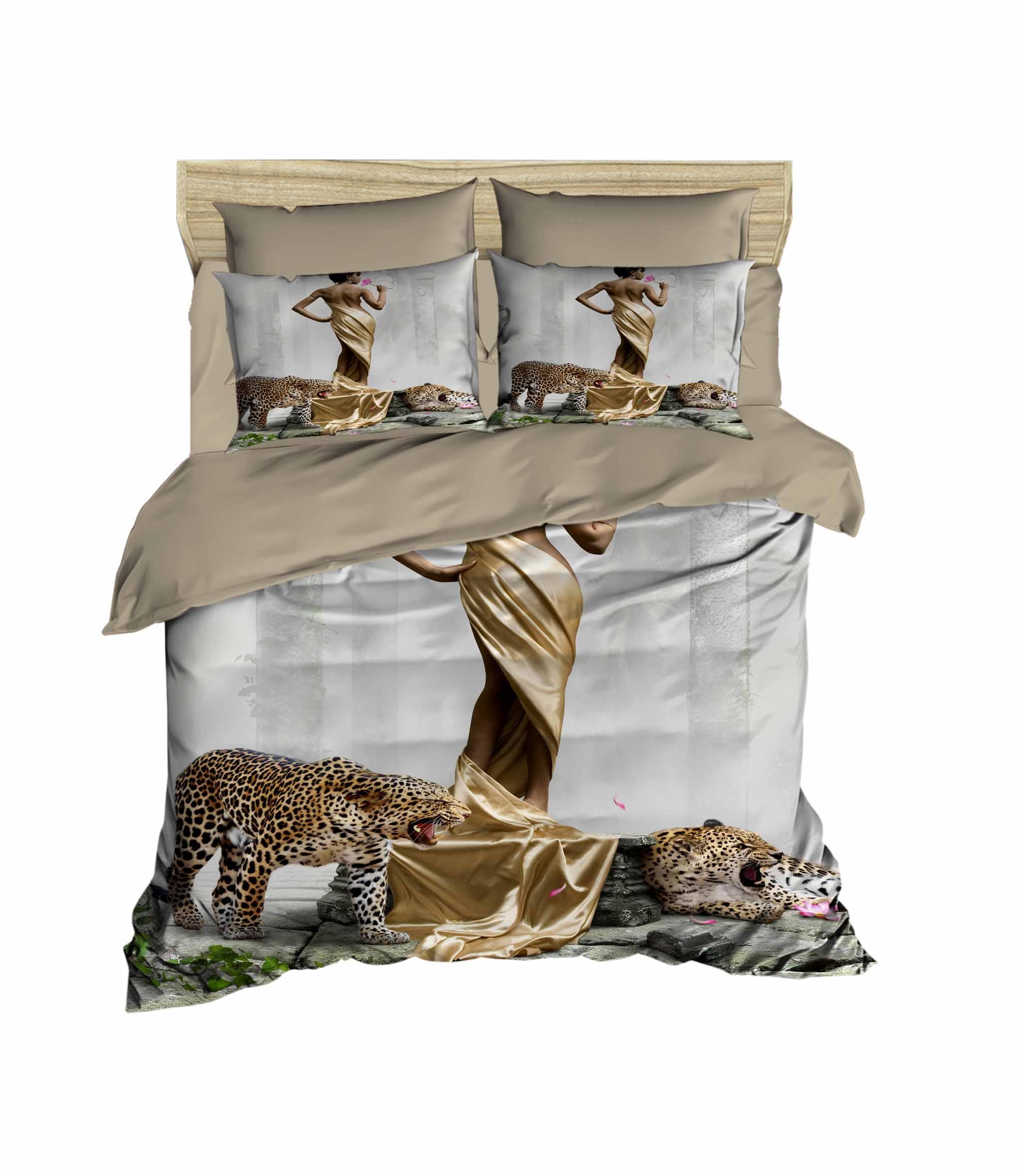 Çift Kişilik 3 Boyutlu 4 Parça Pamuk Saten 3D Nevresim Takımı