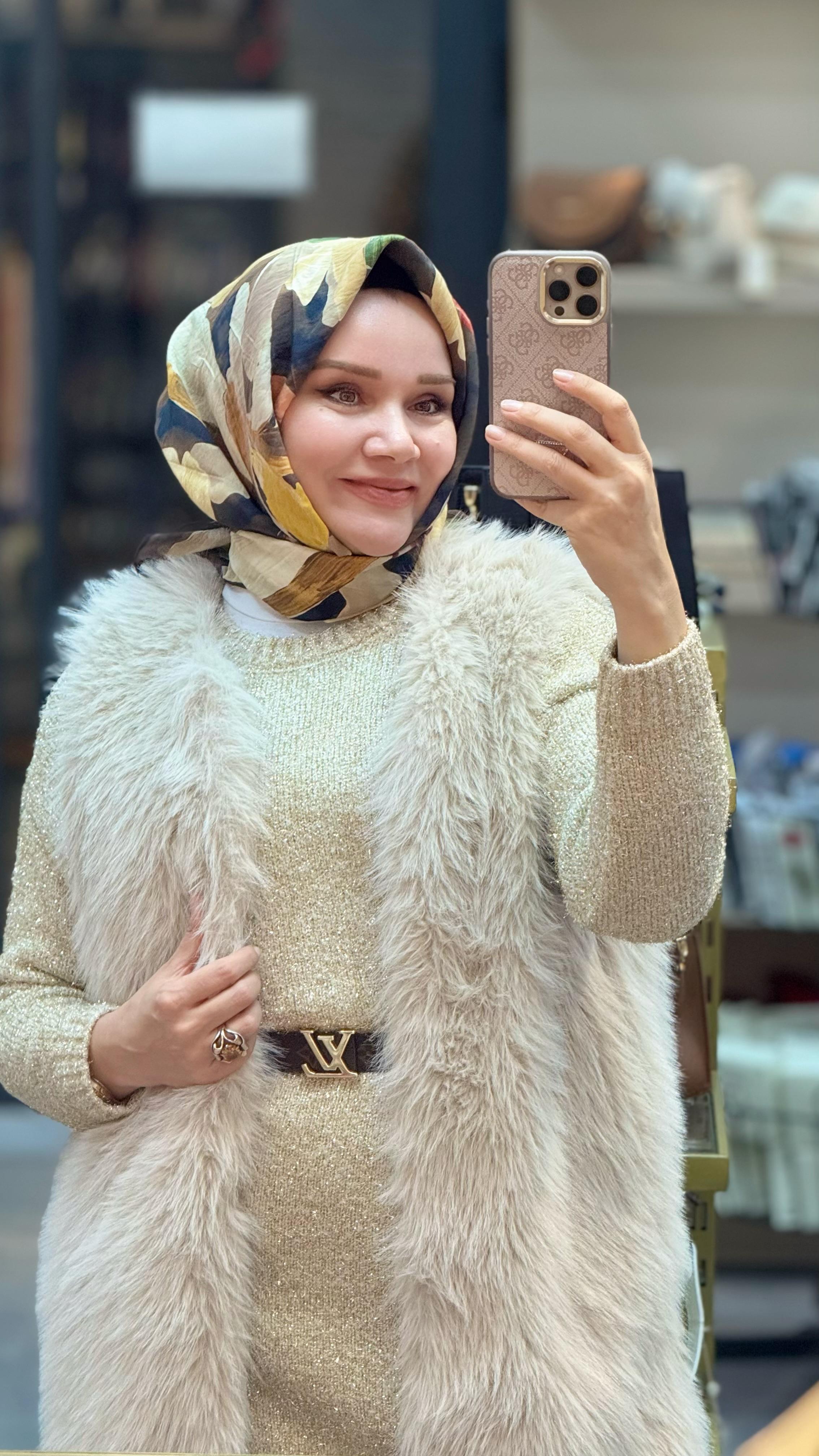 NATUREL PAMUK DESENLİ EŞARP