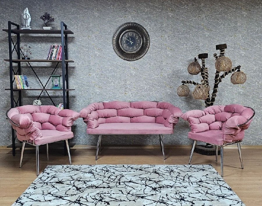 Metal Gövdeli Balon Çay Bahçe Balkon Seti – Dayanıklı Şık Tasarım 3'lü Takım