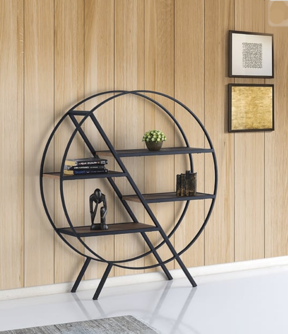 Dekoratif metal kitaplık çiçeklik