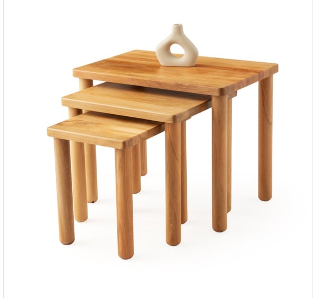 Doğal Ahşap 3’lü Zigon Sehpa Seti