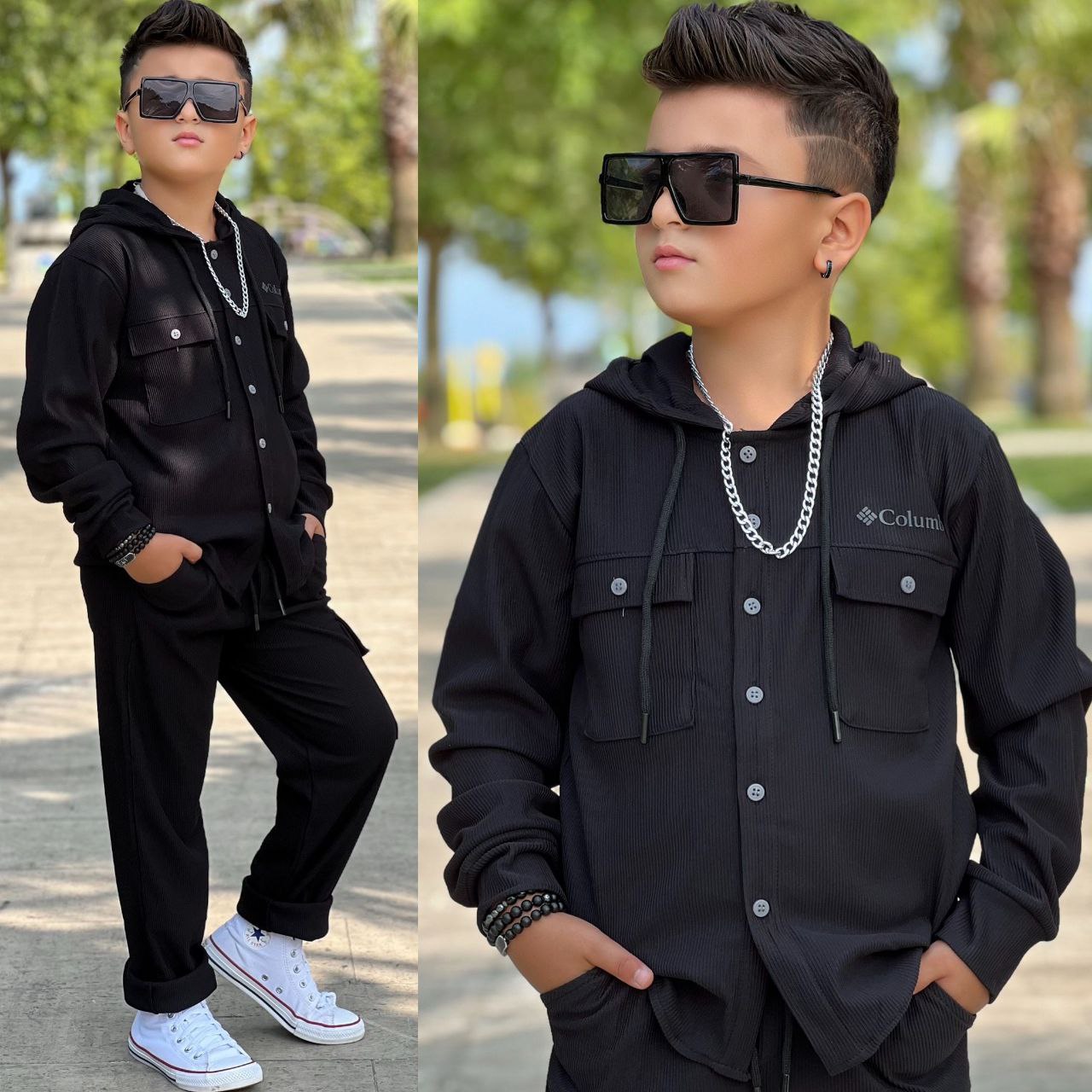 Garson Boy Siyah Kapüşonlu Takım