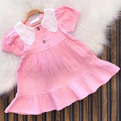 Kız Çocuk Pembe Müslin Elbise