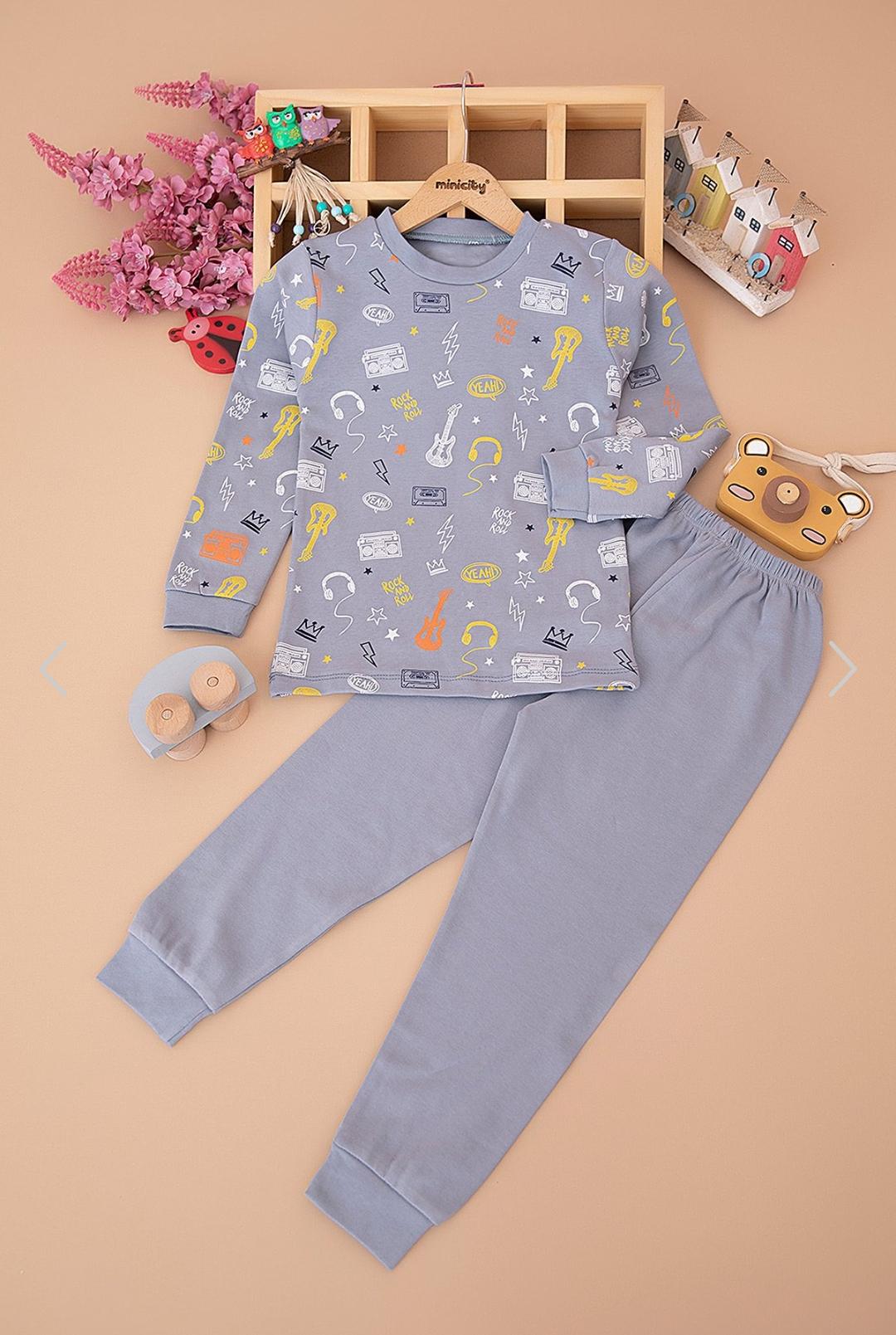 Erkek Çocuk Rock&Roll Pijama Takımı 6-10 Yas