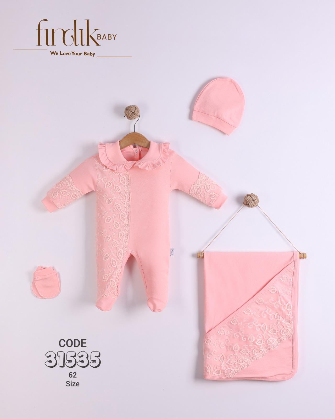 KIZ BEBEK YAKA VE GÜPÜR DETAYLI 4 LÜ TAKIM