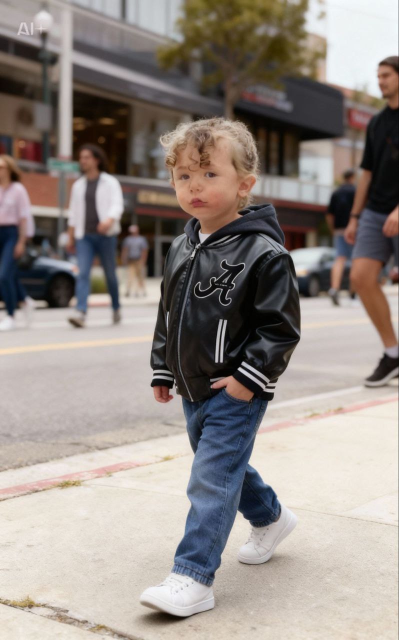 Erkek Çocuk Deri Ceketli Takım