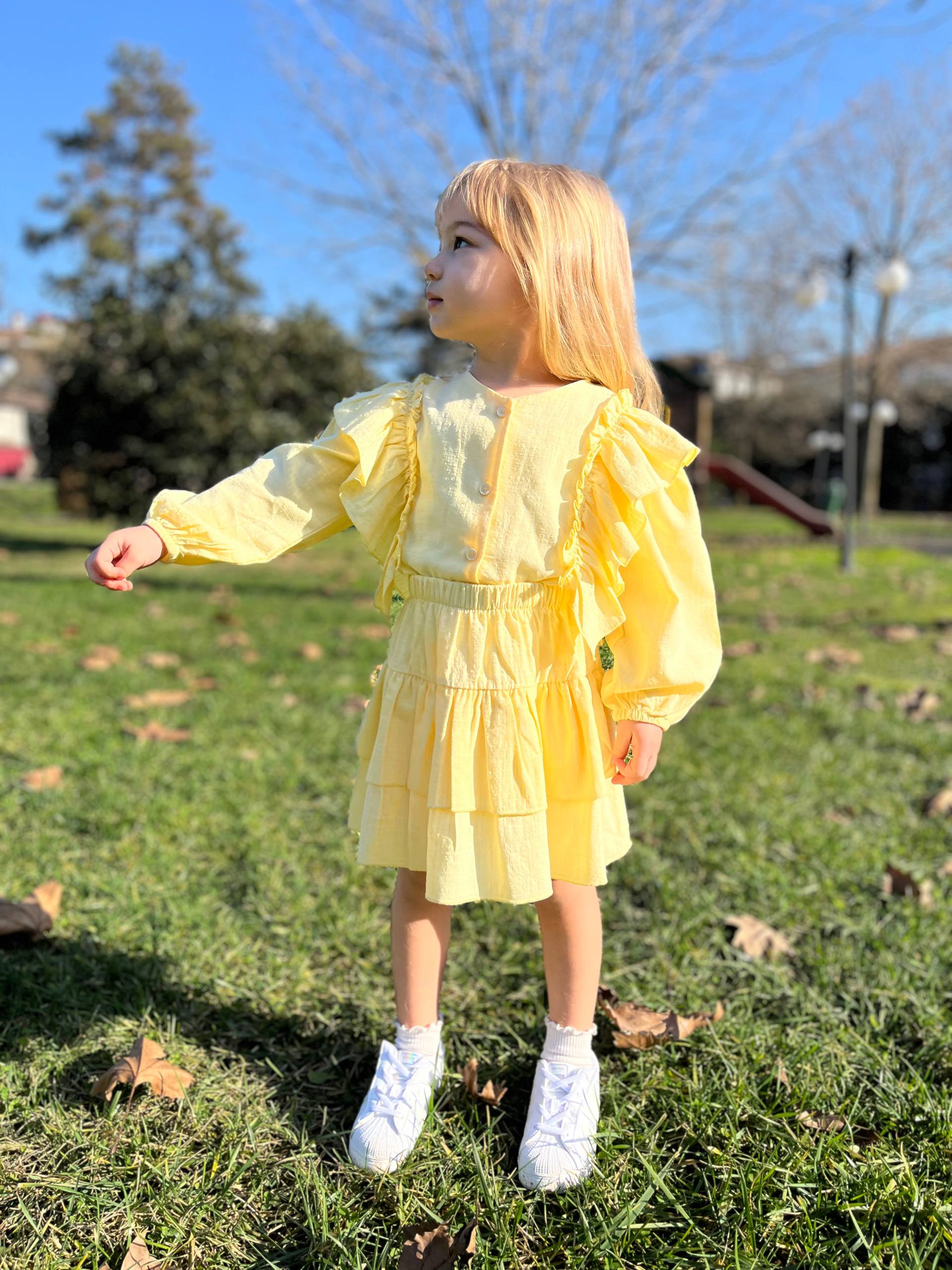 La'ciel Paris Dokuma Etekli Fırfır Kol Set