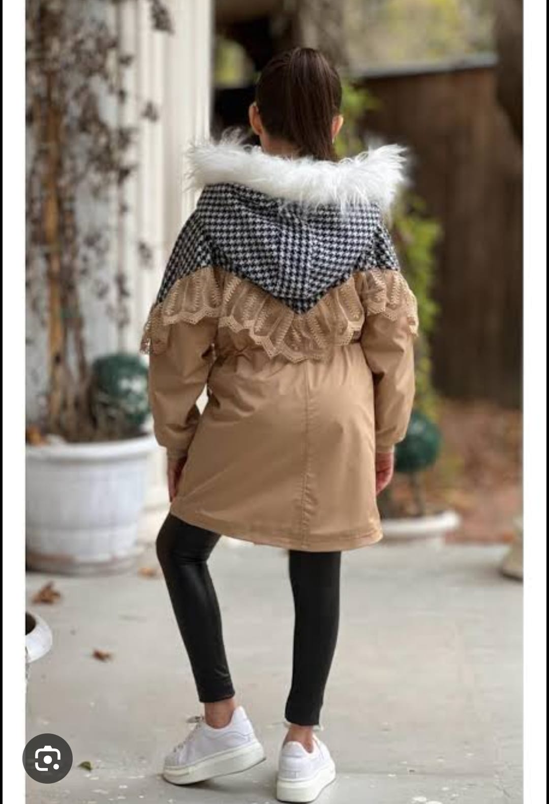 Kız Çocuk Dantel Detaylı Mont