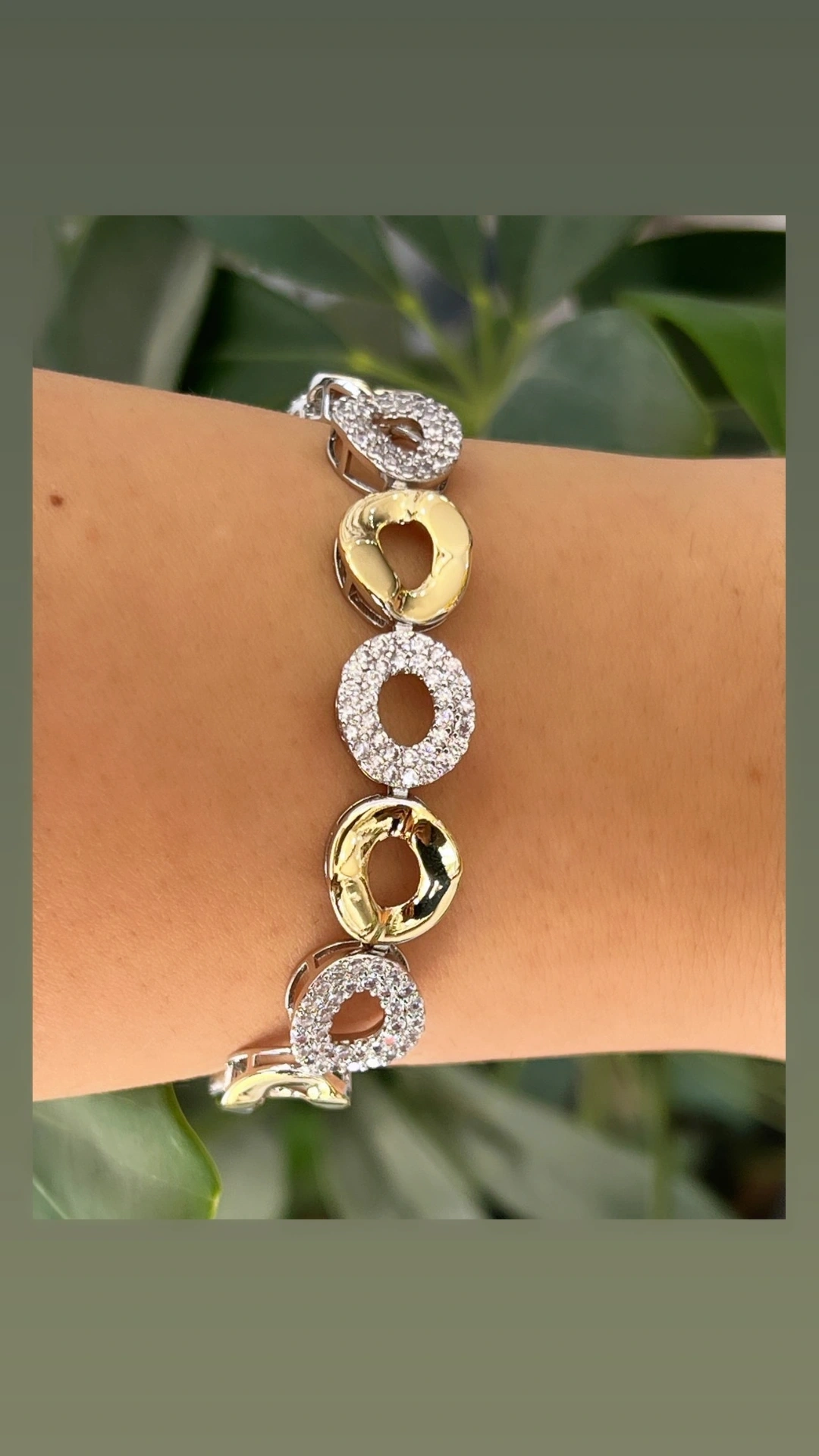 Gold ve gümüş renk taşlı xuping bileklik