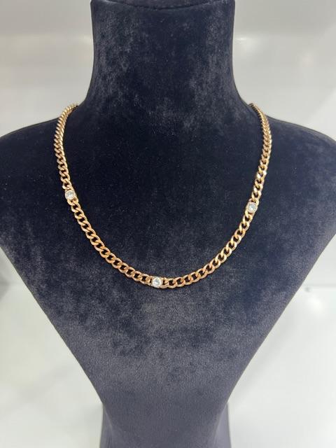 Taş detaylı rosegold çelik zincir kolye