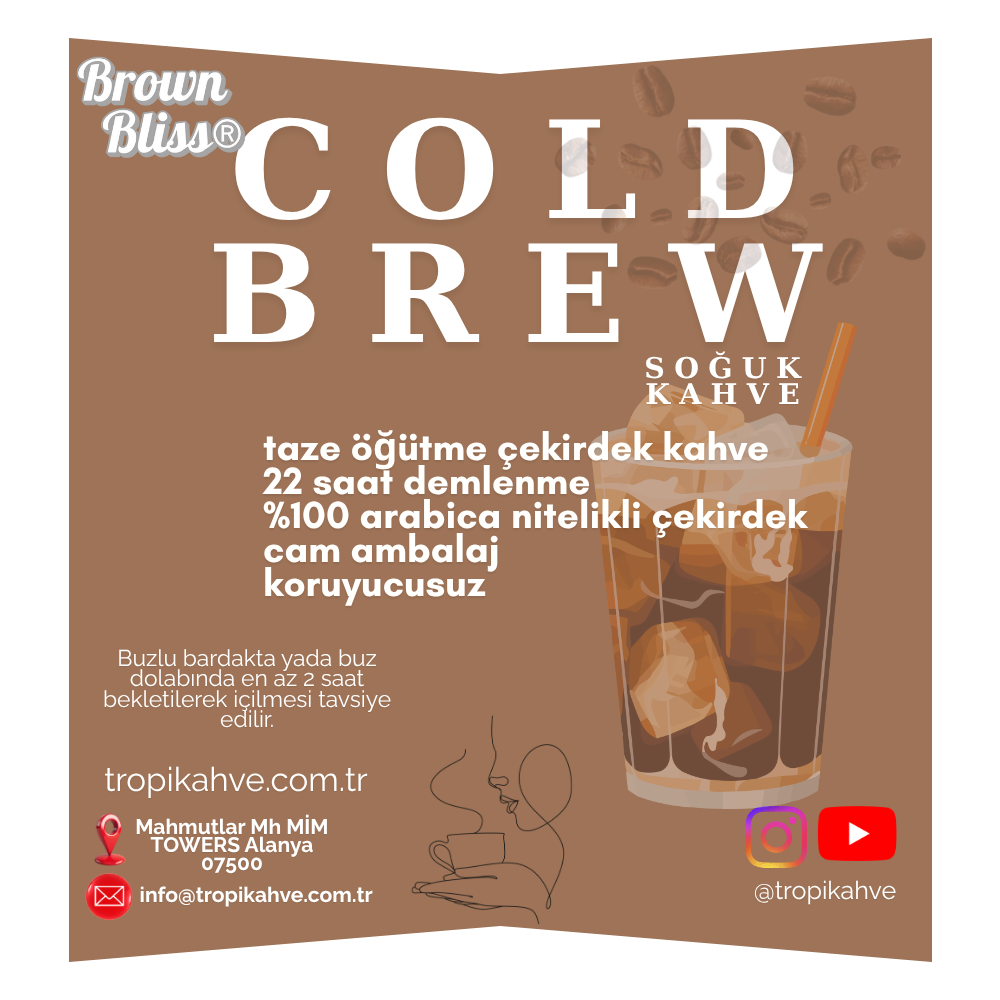 BrownBliss® Cold Brew Cam Şişe %100 Arabica