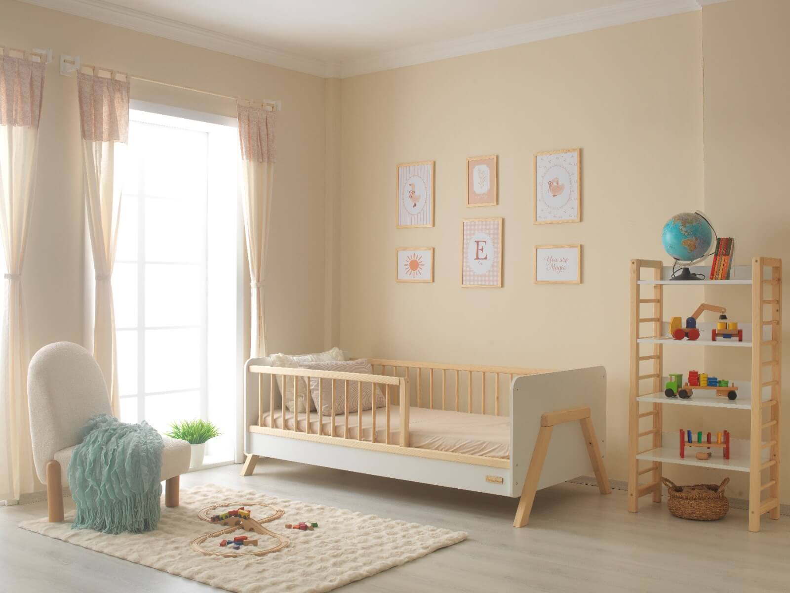 Remy - MDF Başlıklı Yuvarlak Çıtalı Karyola