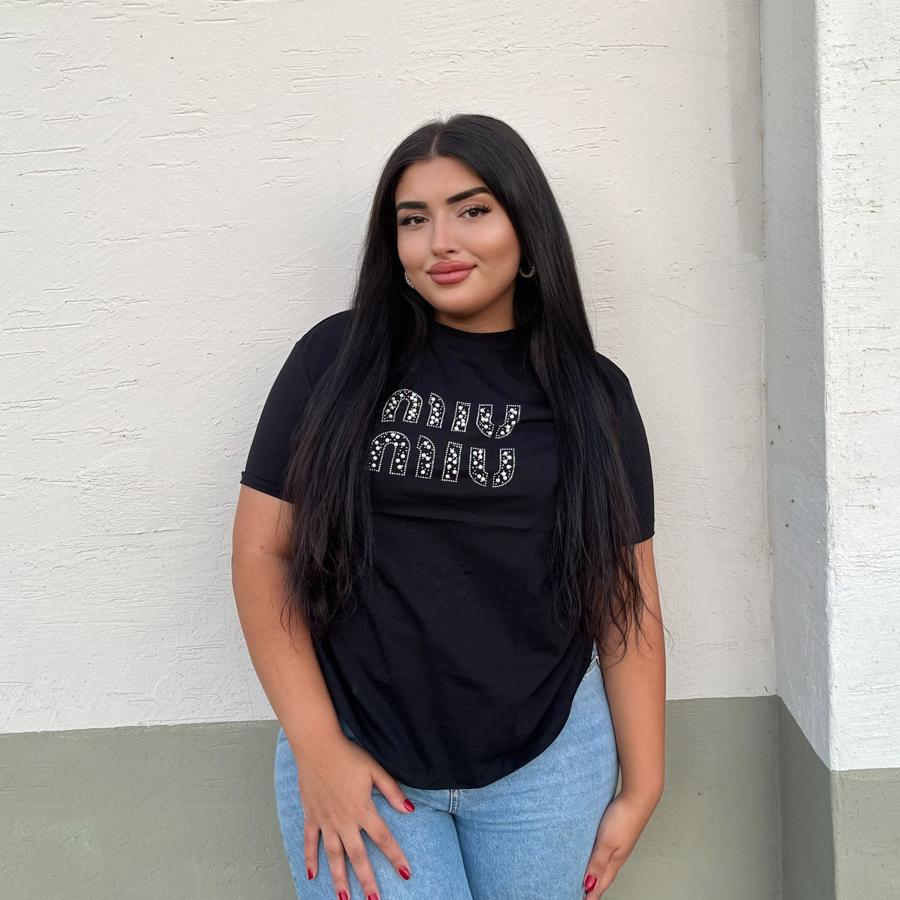 Mi taşlı Tshirt - siyah