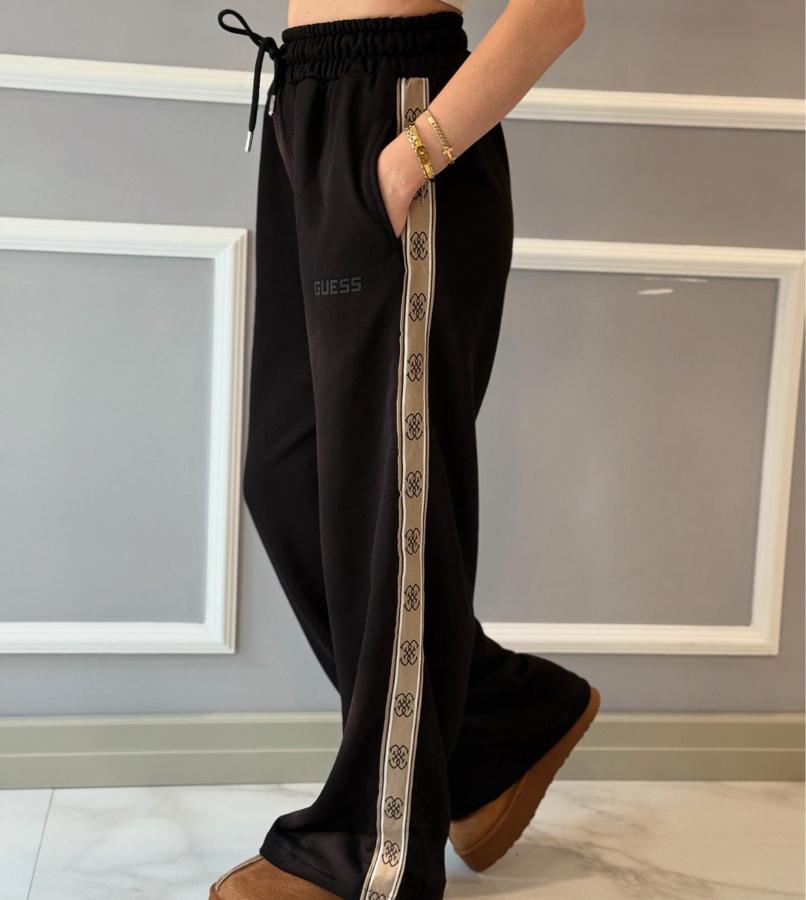 GU Plazzo Pantolon Eşofman Altı Yan Detaylı Siyah