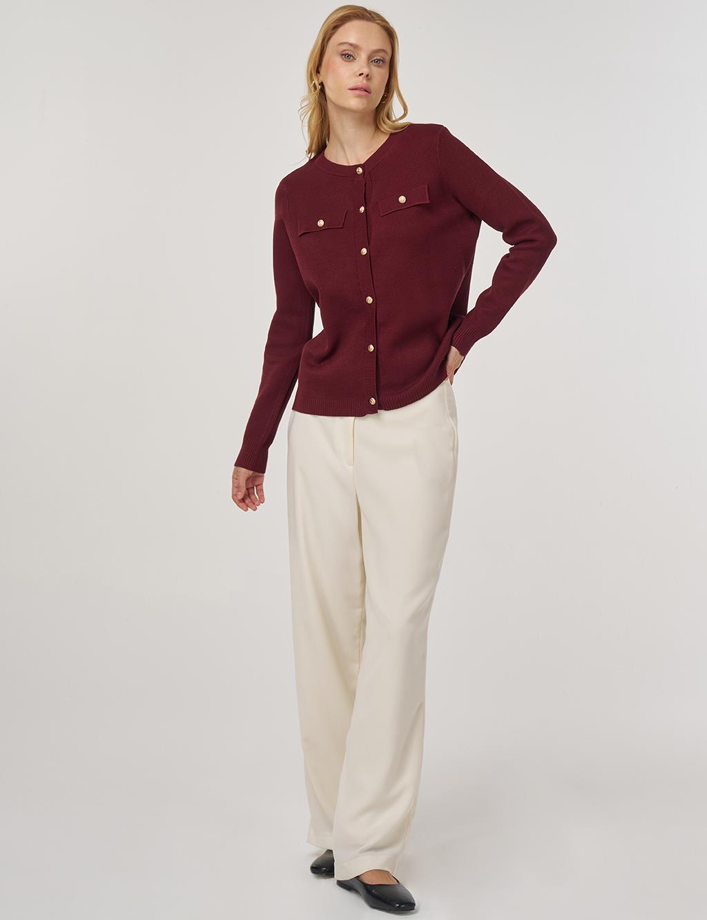 düğme detaylı triko hırka