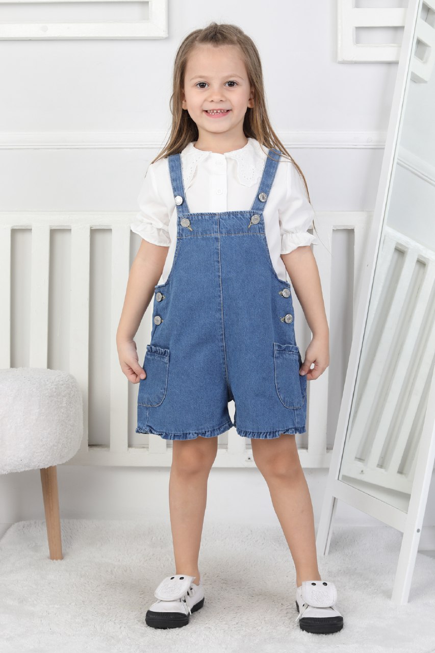 YSM KİDS %100 PAMUK  KOT ŞORT SALOPET