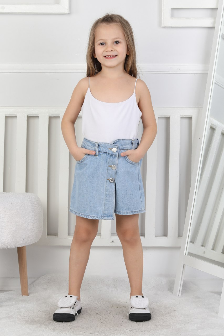 YSM KİDS %100 PAMUK BASKILI KOT ŞORT ETEK