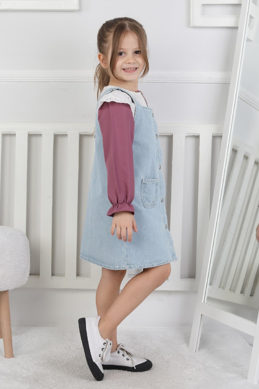 YSM KİDS %100 PAMUK GÖMLEK VE KOT YELEK İKİLİ TAKIM