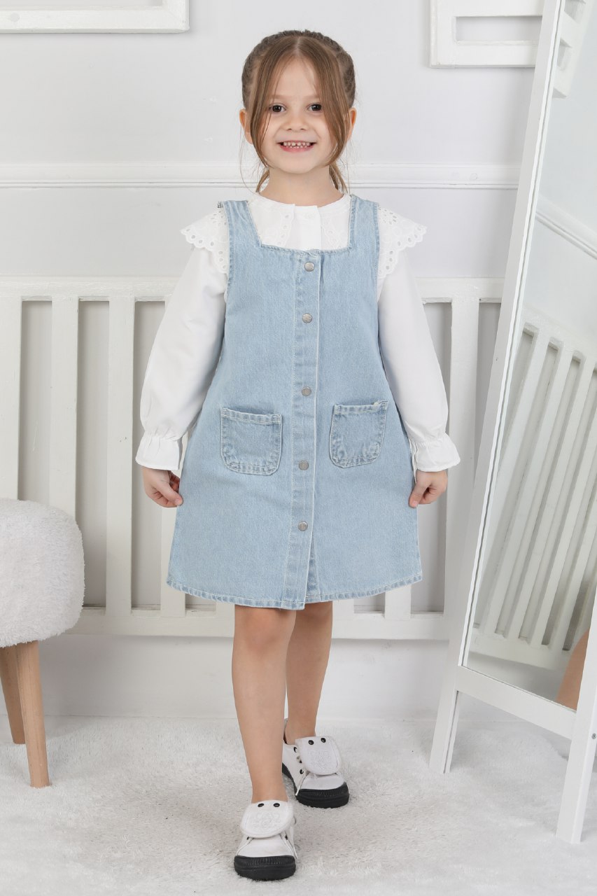 YSM KİDS %100 PAMUK GÖMLEK VE KOT YELEK İKİLİ TAKIM